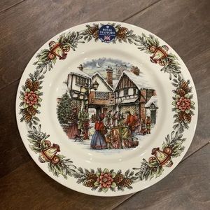 ROYAL STAFFORD Set Of 2 Winter Christmas Scene Village  11" DINNER PLATES